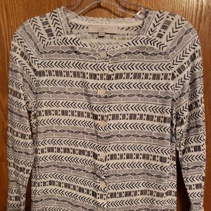 Loft XS Tribal Sweater Navy White Women’s Size XS cardigan